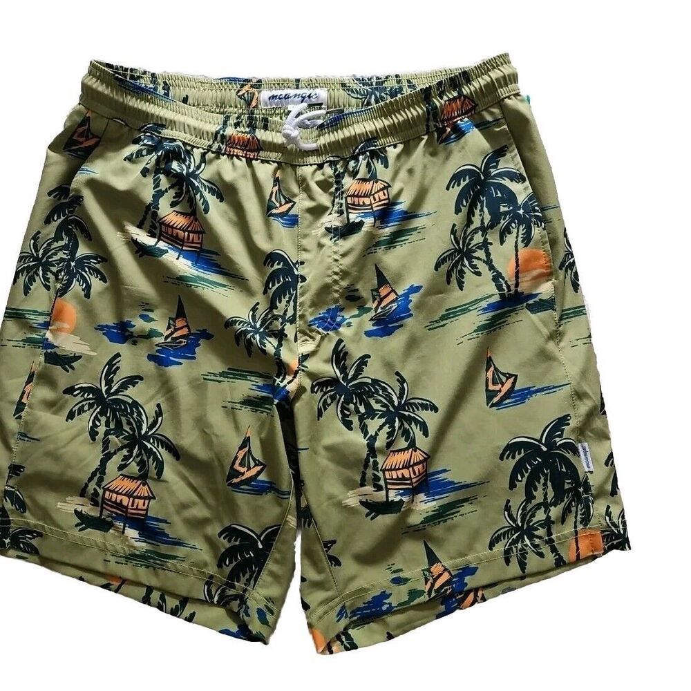 Maamgic Hawaiian Tropical Swim Trunks Netted Surf Athletic  Sz Large